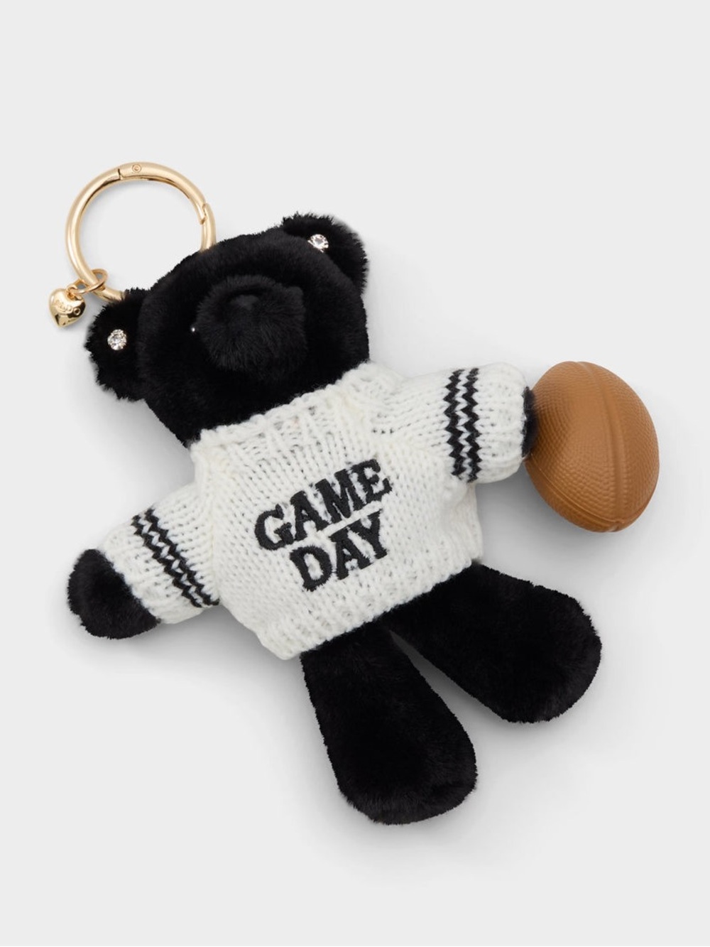 Aldo Plush Black 'Game Day' Bear with Mini Football Bag Charm - Picture 3 of 4